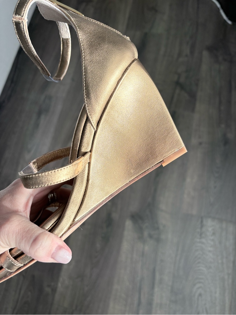 Tamara Mellon Rose Gold Strappy Block Heel Sandals - Picture 7 of 8